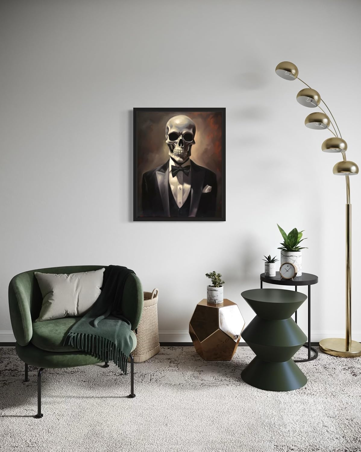 Skull Portrait Poster Art Print, Halloween Scary Vintage Wall Art Academia Spooky Painting Decoration for Horror Prints, Gothic Posters Bedroom Decor 89 (Skull Portrait, 11 x 14 inches, Unframed)