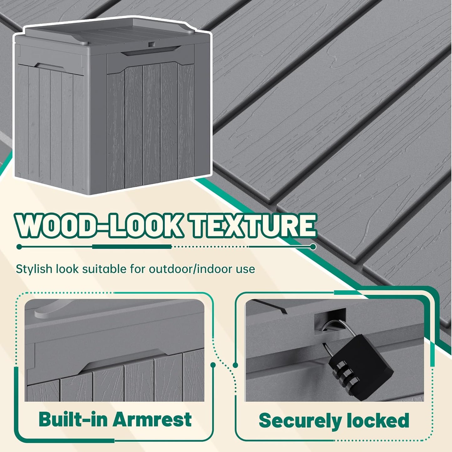 Devoko 30 Gallon Resin Deck Box 2 Pack Outdoor Indoor Waterproof Storage Box for Patio Furniture Pool Accessories Storage for Cushion Garden Tools (Grey, 2 Pack)