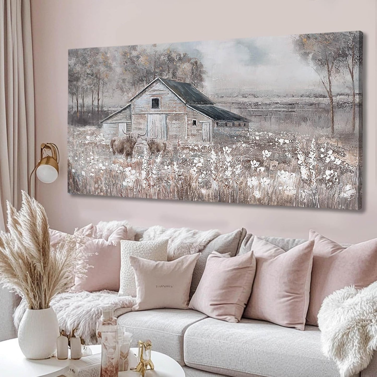 SDYA Landscape Canvas Wall Art Animal Photo Prints White and Brown Wall Hanging Decor 24"x48" Decorations for Bedroom Office Art