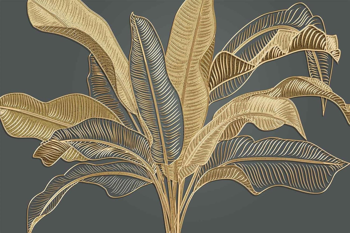 Large Banana Leaf Wallpaper on Gray Background, Art Wall murals for Bedroom, Living Room, Bathroom(Non-self-Adhesive)