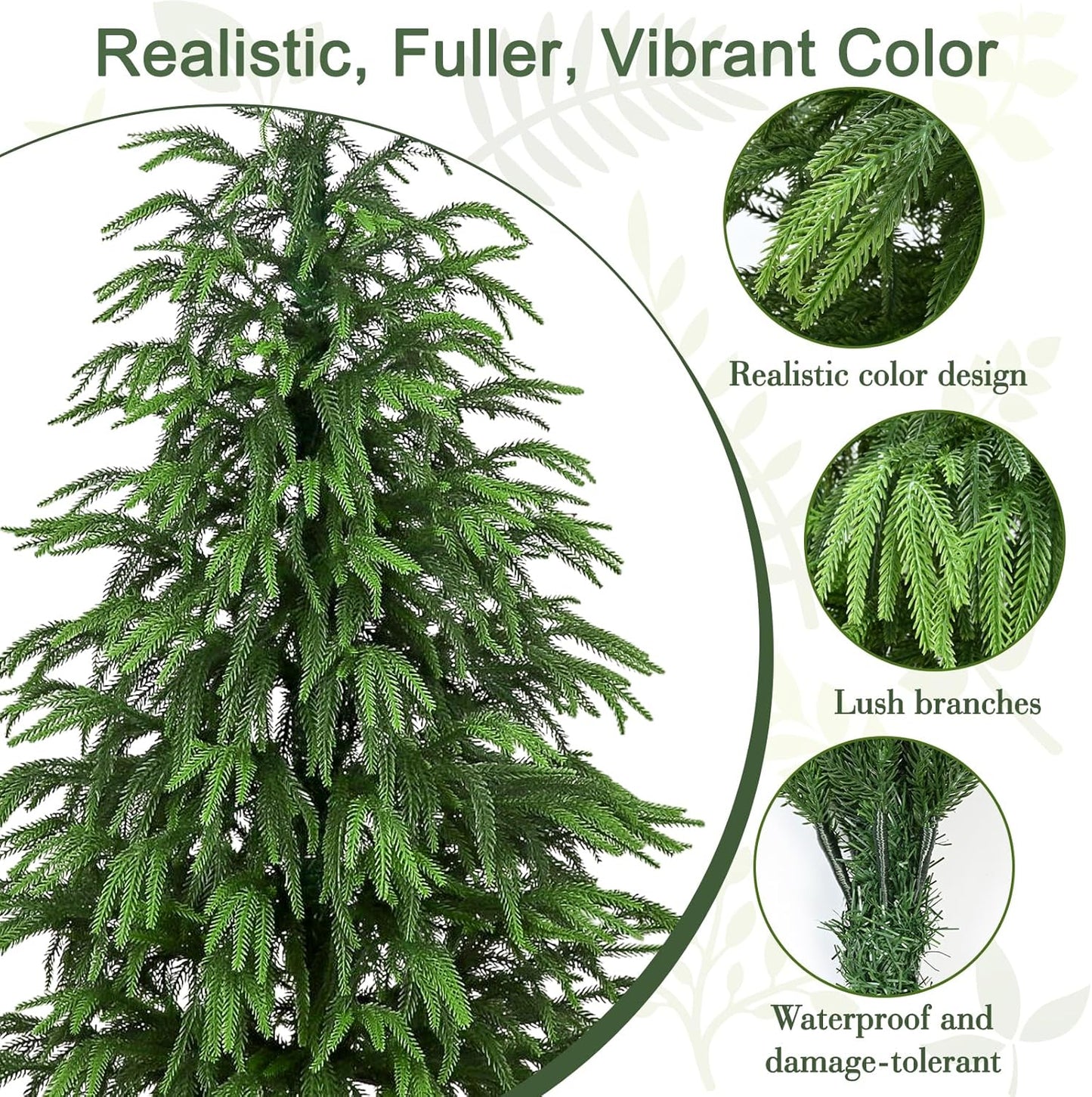 Set of 2 Artificial Norfolk Pine Tree, 4 ft Realistic Christmas Tree, Fake Potted Plants for Front Porch Outdoor Indoor Garden Christmas Decor(2 PCS, 4ft)