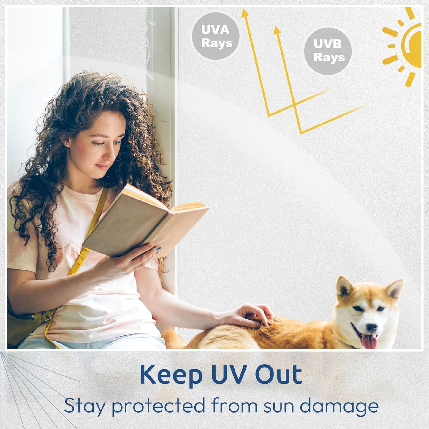 rabbitgoo Window Privacy Film, Non-Adhesive Frosted Glass Window Film for Bathroom, Static Cling Heat Blocking Stickers for Home Indoor Opaque Frosting Coverings House Tint, Matte White 29.5" x 118.1"