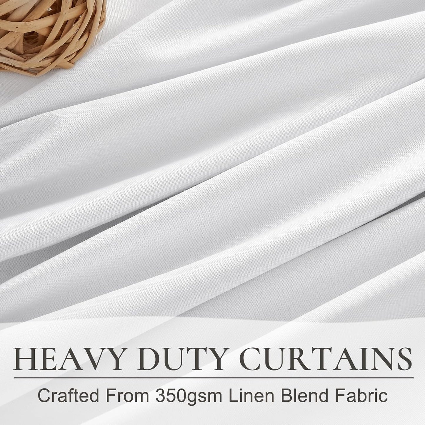 Bright White Curtains 108 Inches Long Pinch Pleated Linen Blackout Curtains for Living Room & Bedroom, Luxury Modern Floor to Ceiling Curtains Room Darkening Thermal Window Drapes Decor 9 FT