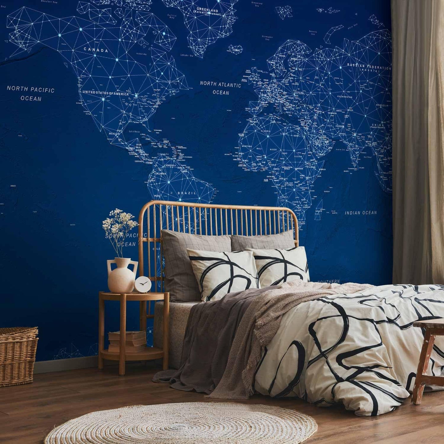 artgeist Wall Mural World Map 193x138 in - XXL Peel and Stick Self-Adhesive Wallpaper Removable Large Sticker Foil Wall Decor Print Picture Image Design Map of The World k-A-0125-a-a