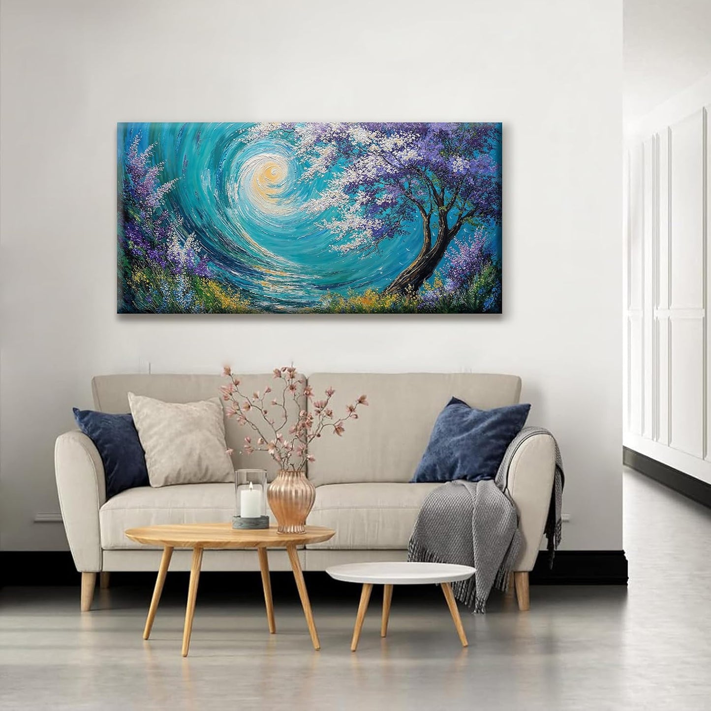 Purple Tree Abstract Wall Art Living Room Painting Abstract Wall Decor Modern 24" X 48" Canvas Art Wall Decor Canvas Prints Artwork Pictures For Bedroom Kitchen Artwork