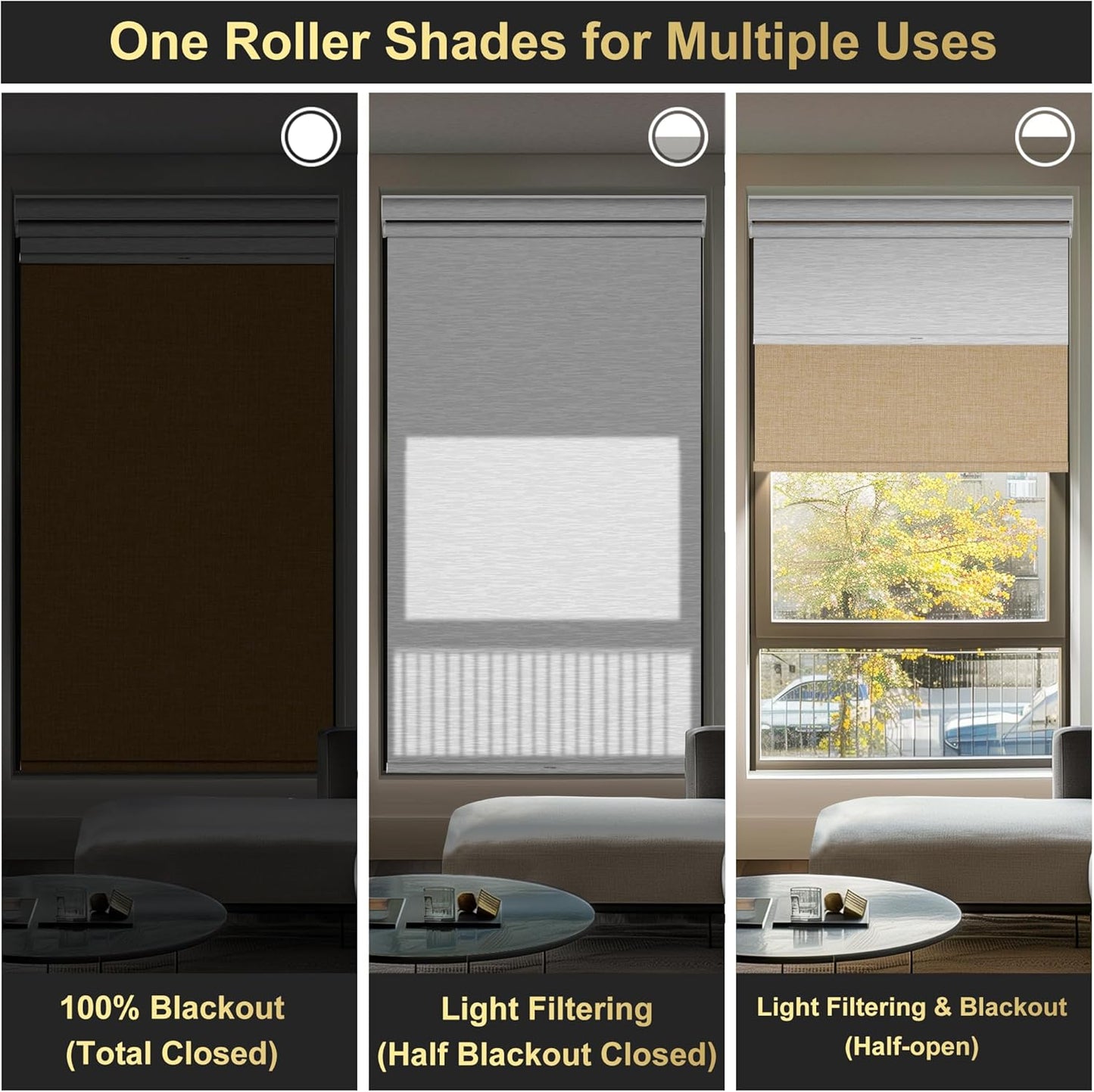 BERISSA Cordless Dual Roller Shades with Cassette Valance, Double Window Shades - Blackout and Light Filtering, Day and Night for Home Office Door. Linen Beige and White. 38 W x 36" H