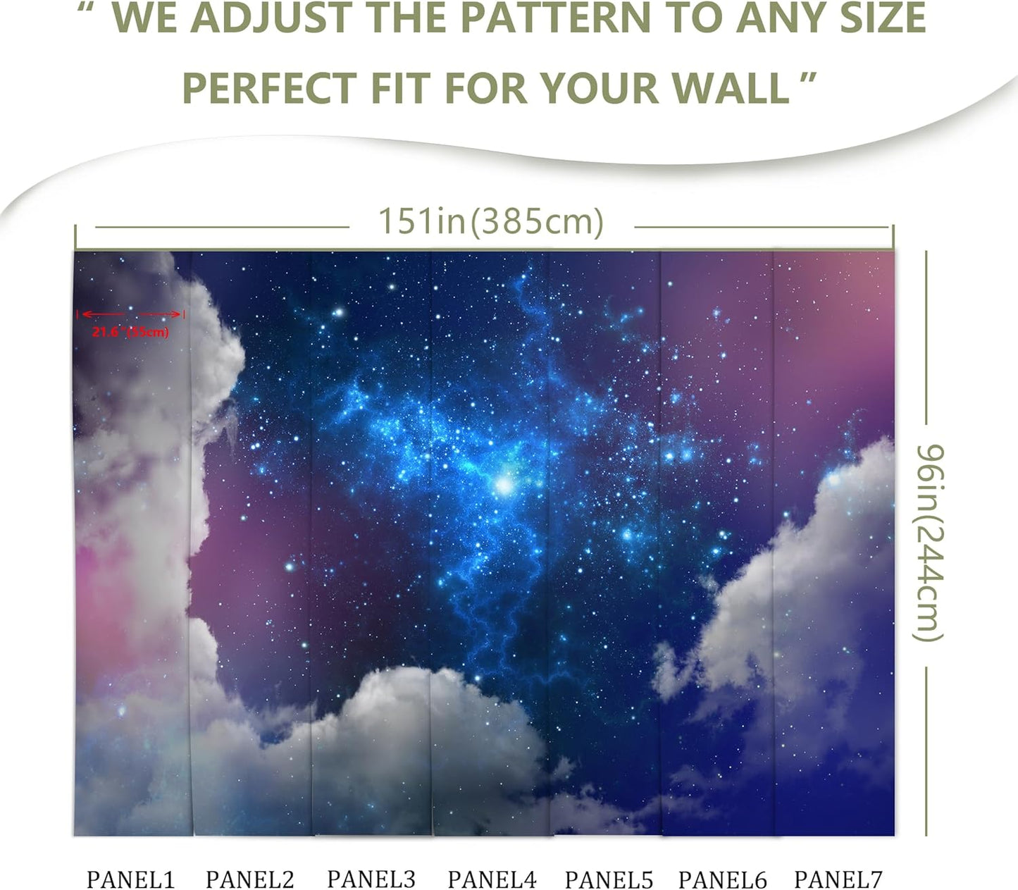 Galaxy Starry Cloud Wallpaper for Ceiling Purple Starry Sky Wall Mural Living Room Bedroom（Not Peel n' Stick）