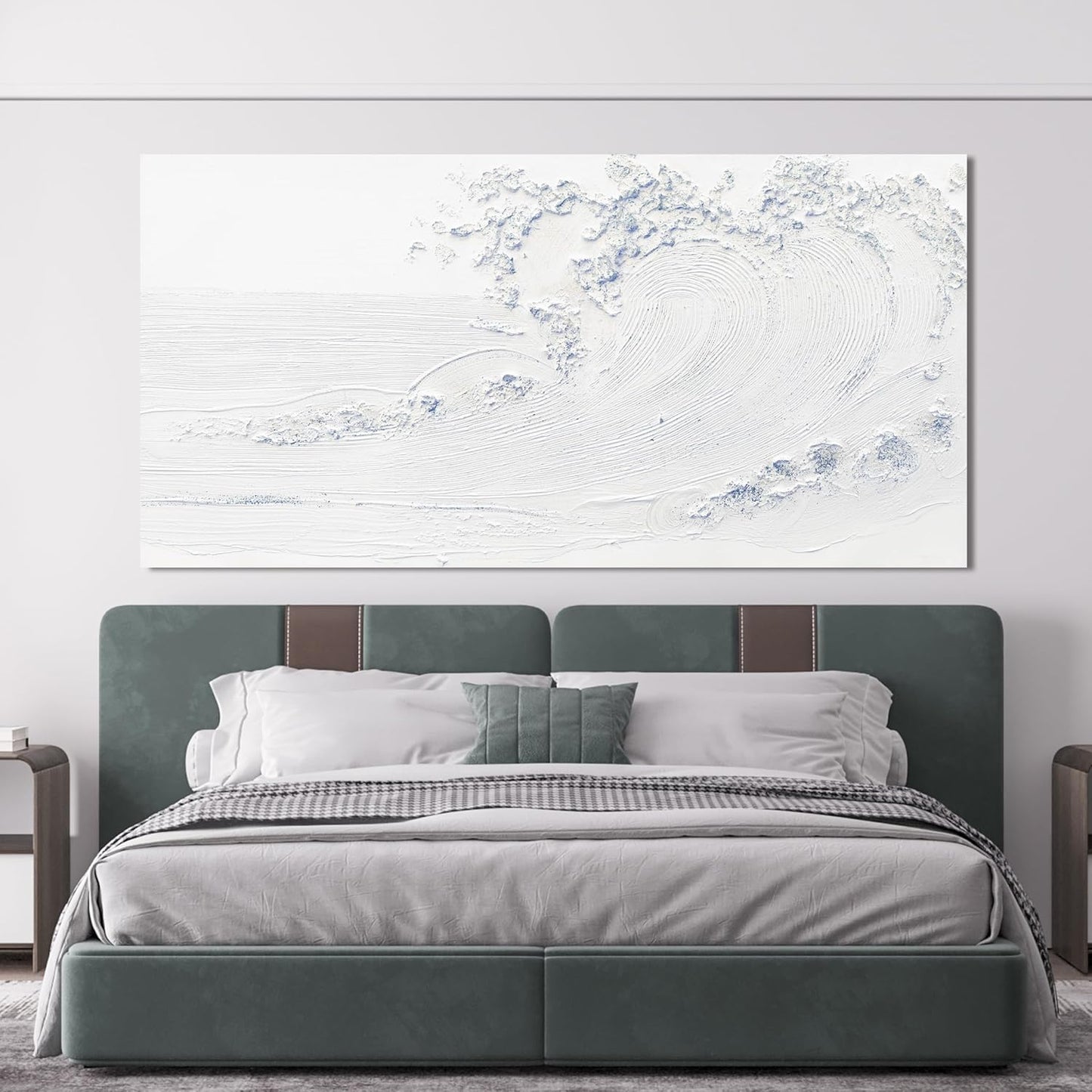 Canvas Wall Art Decor Large Wall Art Pictures for Living Room Landscape Coastal Wall Art Decor Wave Artwork for Walls White Blue Wave Wall Art Prints Art Work for Home Office Room Wall Decor 29"x58"