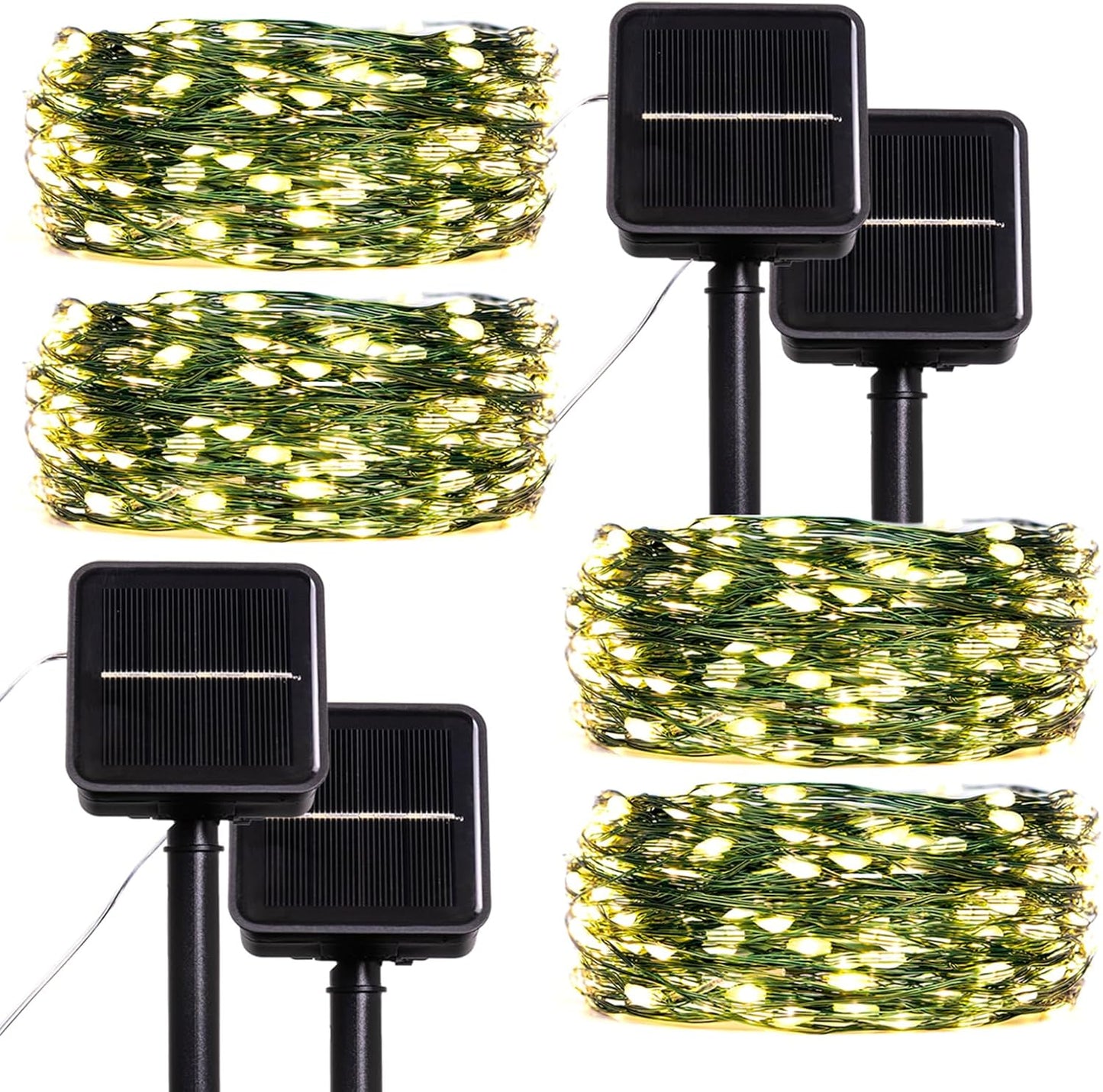 Solar String Lights for Outside,33FT 100LEDs (4 Pack) Solar Fairy Lights,Waterproof 8 Modes Outdoor String Light for Patio Garden Backyard Tree Balcony Christmas,Green Wire,Warm White
