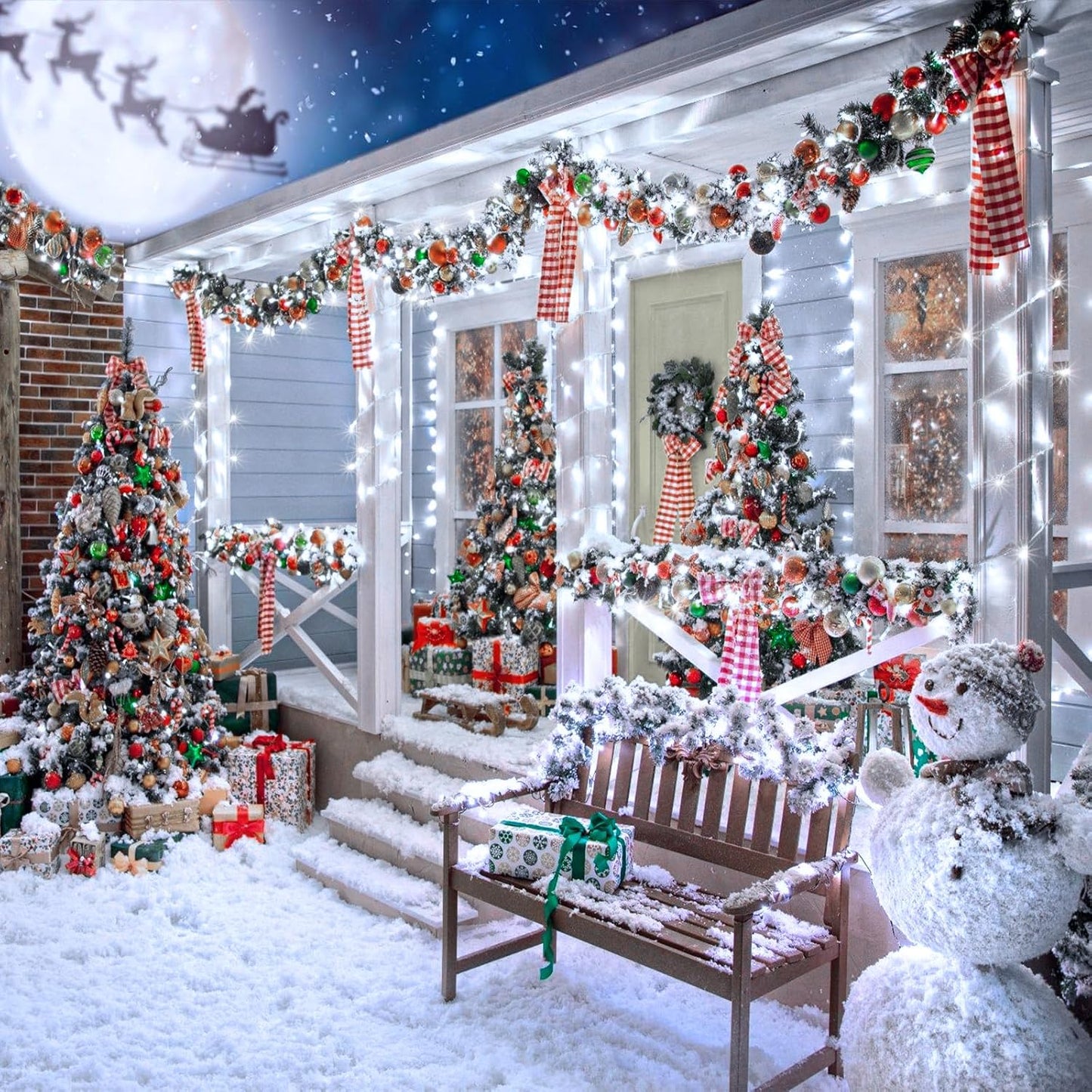 120 LED White Christmas Lights Outdoor, 40ft 8 Modes White Christmas String Lights Clear Wire, Plug in Waterproof Twinkle Fairy Lights for Indoor Outdoor Bedroom Wedding Tree Christmas Decorations