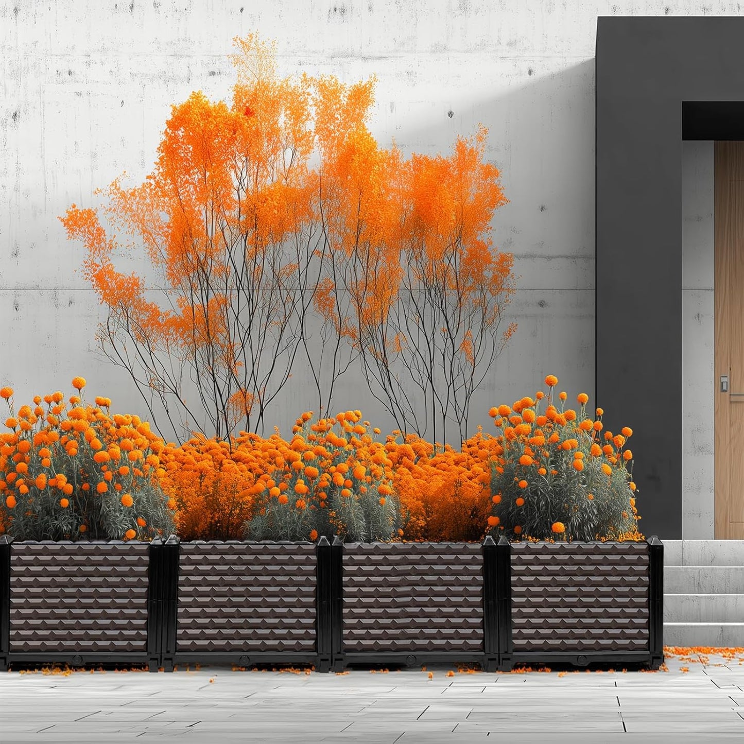 Large Planters for Outdoor Plants 14" Tall Planter Box, Raised Beds for Gardening Self Watering, Elevated Planter Box with Legs, Rectangular Garden Planters for Outdoor Plants Flowers, 62.9"L x 15.7"W