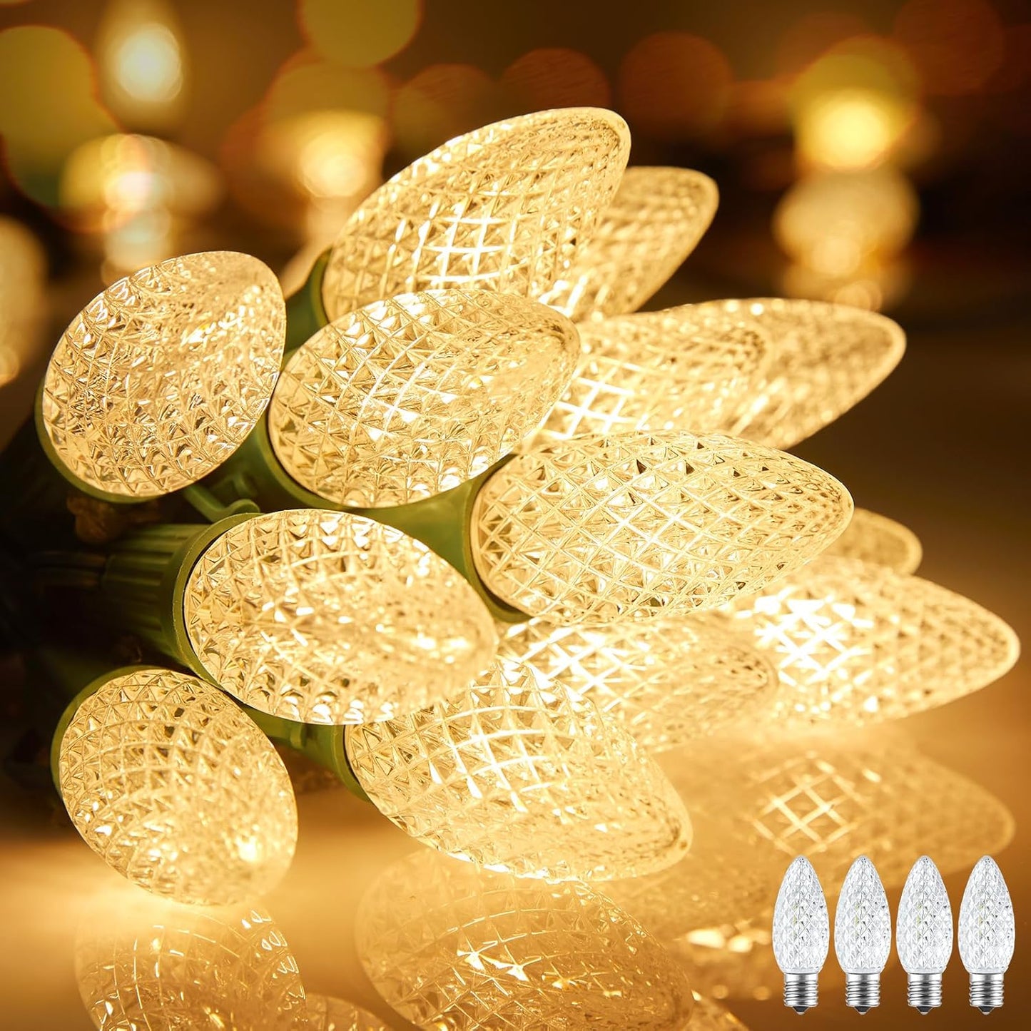 Minetom C9 Christmas String Lights, 100 Ft LED Commercial Outdoor Christmas Lights with 100 Strawberry C9 Bulbs, Waterproof Connectable UL Certified for Outdoor Indoor Roofline Backyard Xmas Decor