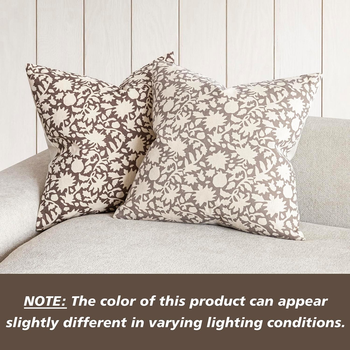 Foindtower Set of 2 Decorative Neutral Floral Throw Pillow Covers Accent Farmhouse Cushion Covers Boho Vintage Pillowcase for Couch Sofa Bedroom Living Room Home Decor Outdoor,24×24 Inch,Brown