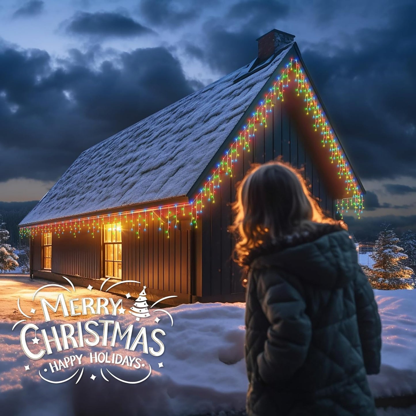 Icicle Christmas Lights Outdoor,23FT 200 Count Multicolor Icicle Lights Indoor with White Wire,Waterproof Connectable Icicle String Light for Holiday Home Garden Window Party Wedding Decor