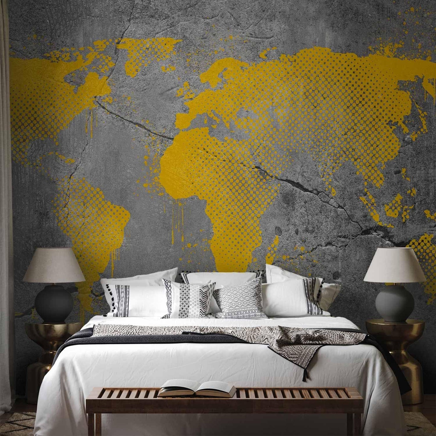 artgeist Wall Mural World Map 98x69 in - XXL Non-Woven Wallpaper Fleece Wall Decor Photo Print Picture Image Design Map of The World k-A-0494-a-a