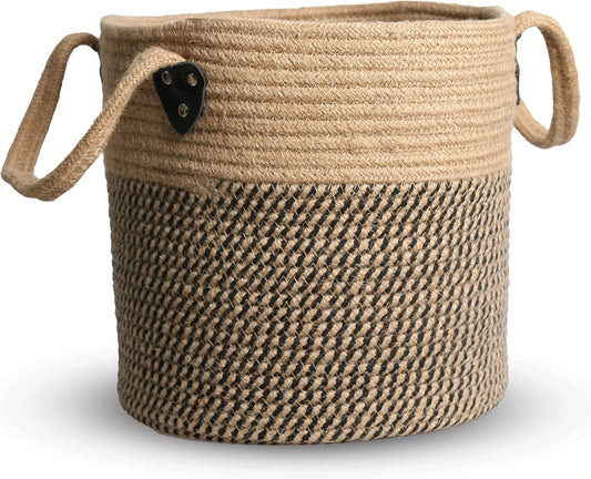Jute Rope Basket - 12"x12" Woven Plant Pot Cover, Boho Indoor/Outdoor Multifunctional Storage