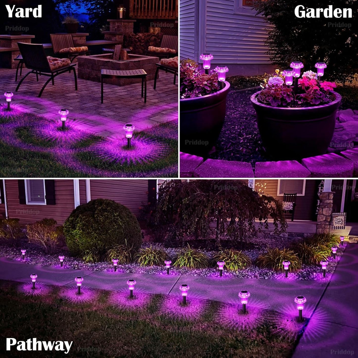Halloween Solar Lights Outdoor 16 Pack Purple LED Waterproof Mushroom Outside Lights for Yard Garden Patio Pathway Walkway Landscape Halloween Decorations