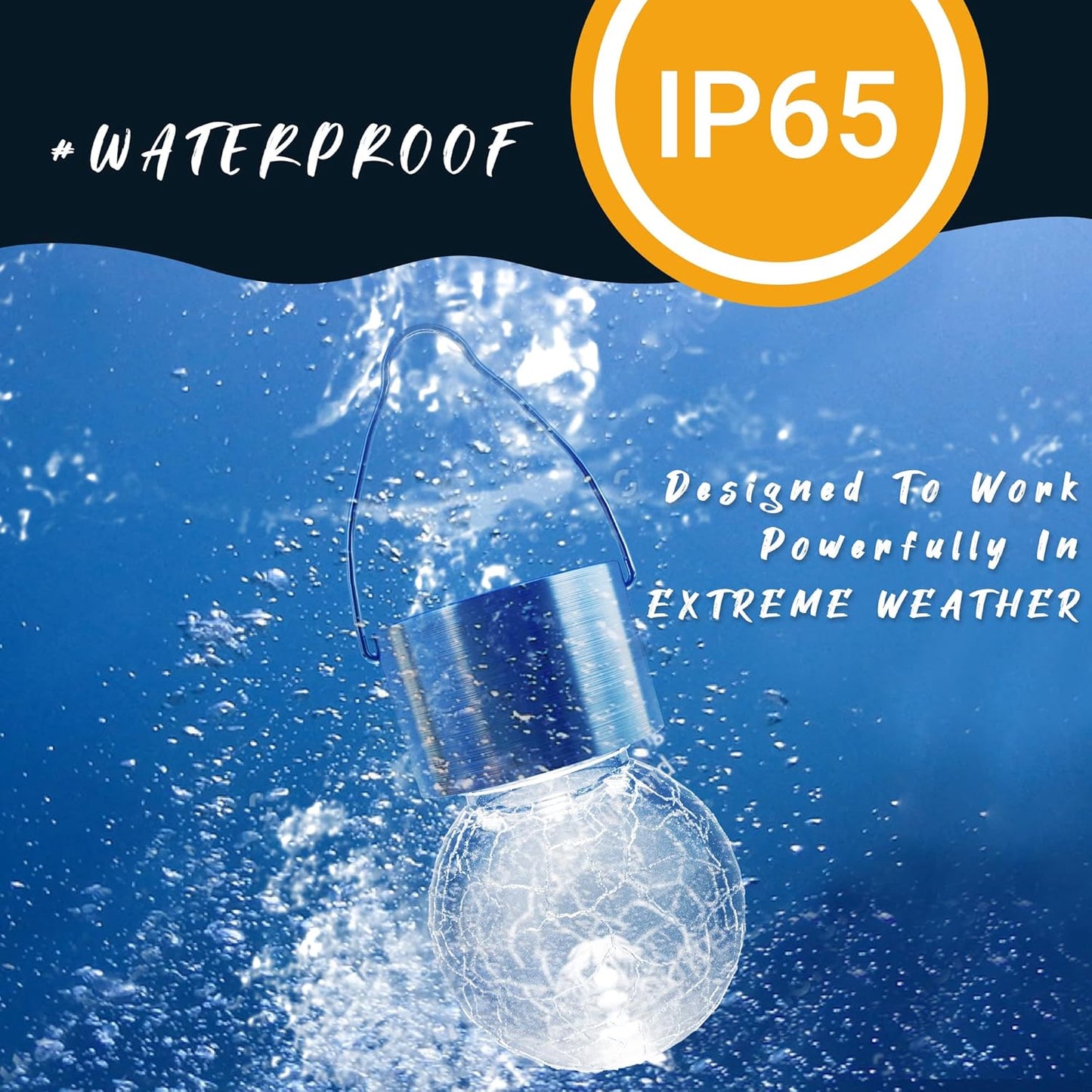 GIGALUMI 8 Pack Solar Hanging Lights, Multi-Color Changing Cracked Glass Hanging Ball Outdoor Lights with Waterproof Solar Lanterns for Garden, Yard, Patio, Lawn