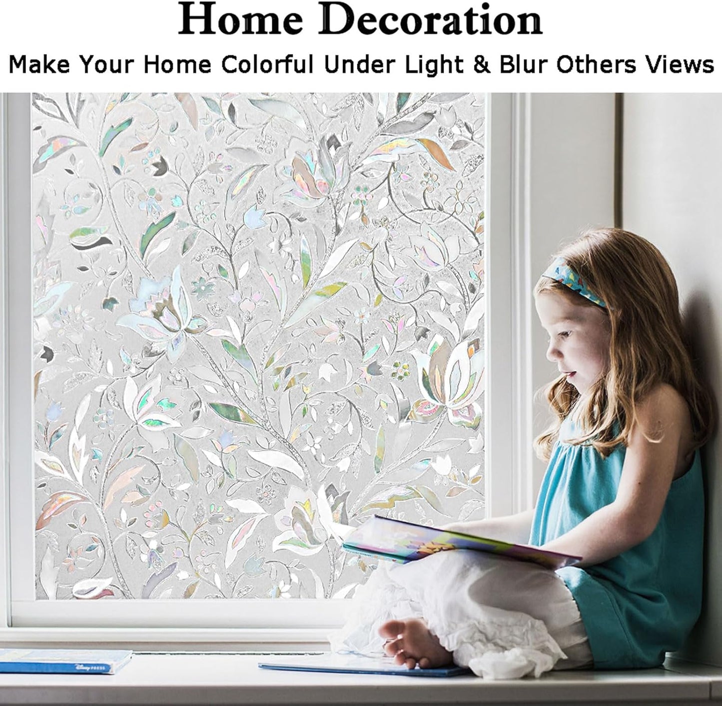Kromapolis Window Film, Window Privacy Film, Vinyl Glass Covering, Stained Glass Decorative Film, Window Film Privacy Frosted, Static Window Clings, Non-Adhesive, No-Glue (45.2 x 157.4 inch)