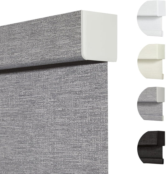 Persilux Blackout Roller Shades for Indoor Windows with Upgraded Cassette, Cordless Shades Window Blinds Pull Down for Doors, Easy to Install for Office/Living Room/Bedroom, Grey(46.5" W x 48" H)