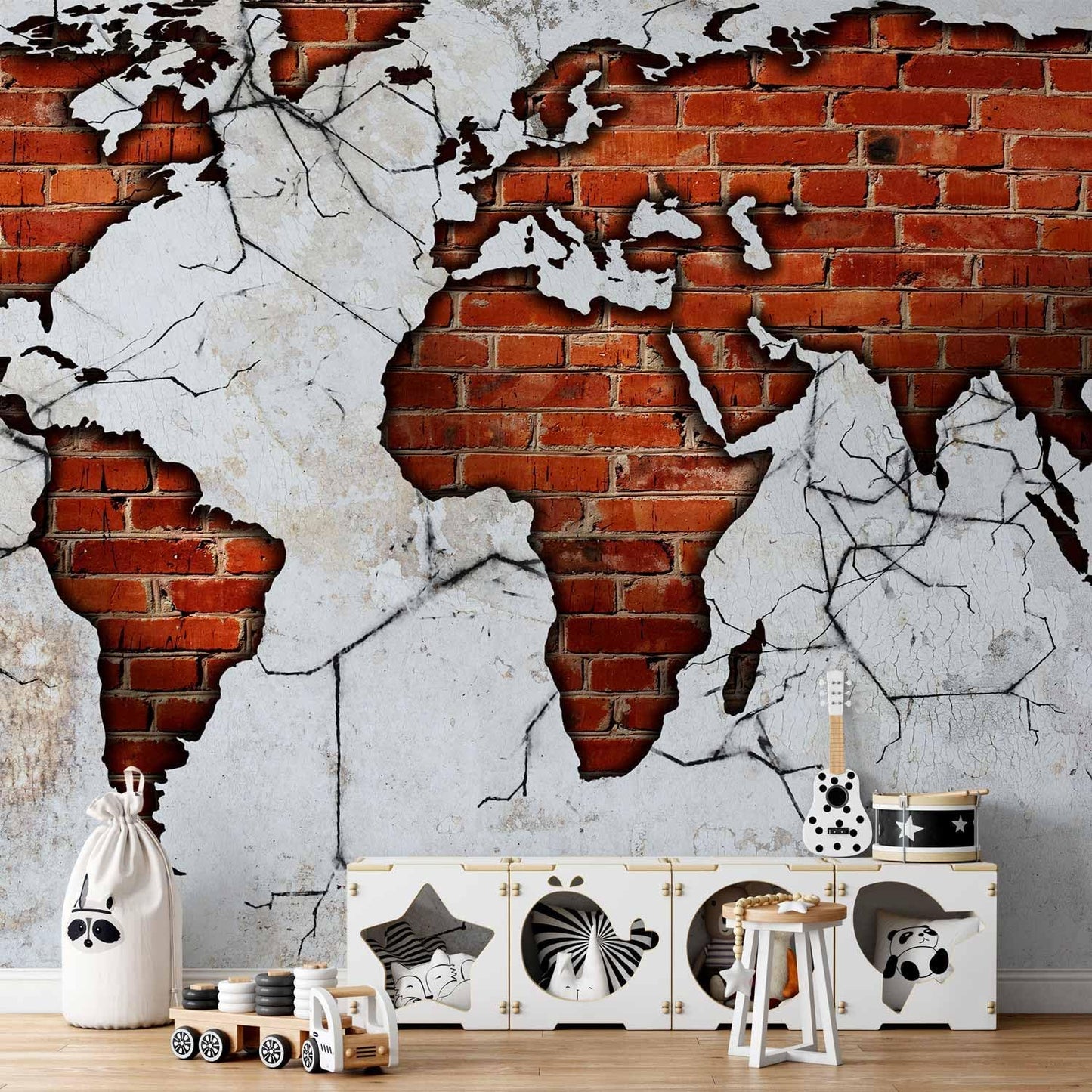 artgeist Premium Wall Mural World Map 79x55 in - XXL Non-Woven Wallpaper Fleece Wall Decor Photo Print Picture Image Design Map of The World k-A-0495-a-a