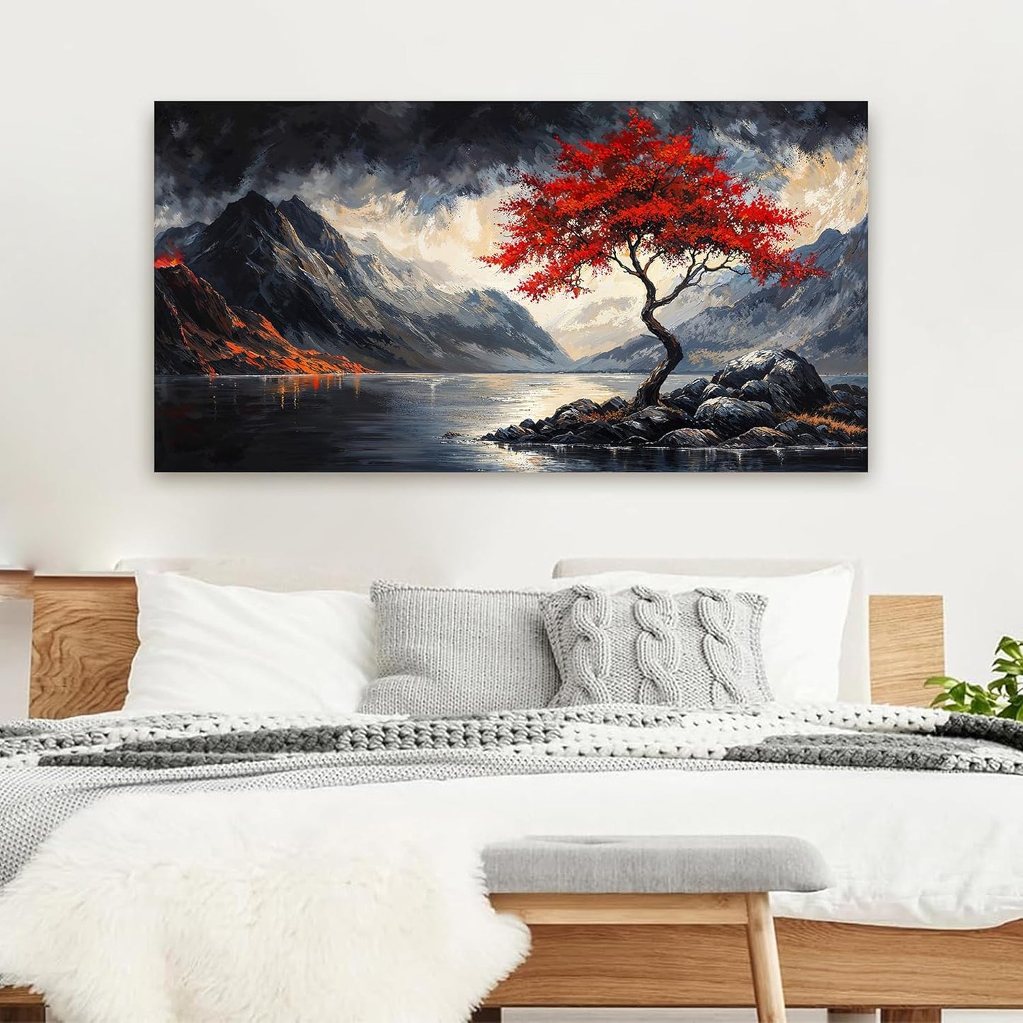 Canvas Wall Art Decor Black and White Vintage Wall Art Wall Art Decorations for Living Room Large Landscape Wall Art Prints Art Work for Wall Decor Red Artwork for Walls Home Office Decor 24" X 48"