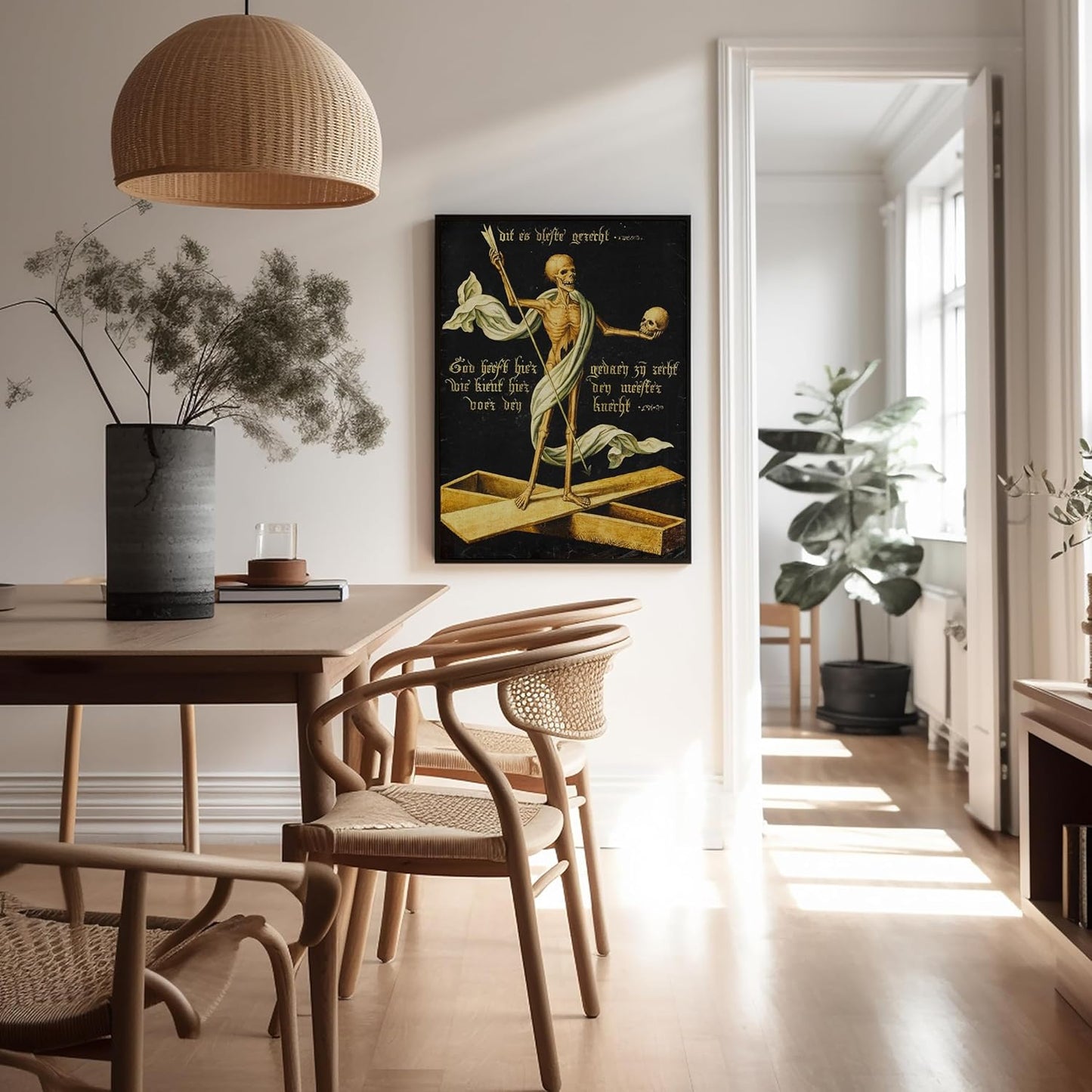 Poster Master Vintage Medieval Poster - Retro Gothic Print - Gift for Artist, Friend - Allegory of Life and Death, Skeleton, Dark, Skull - Wall Decor for Home, Living Room, 24x32 Unframed Wall Art