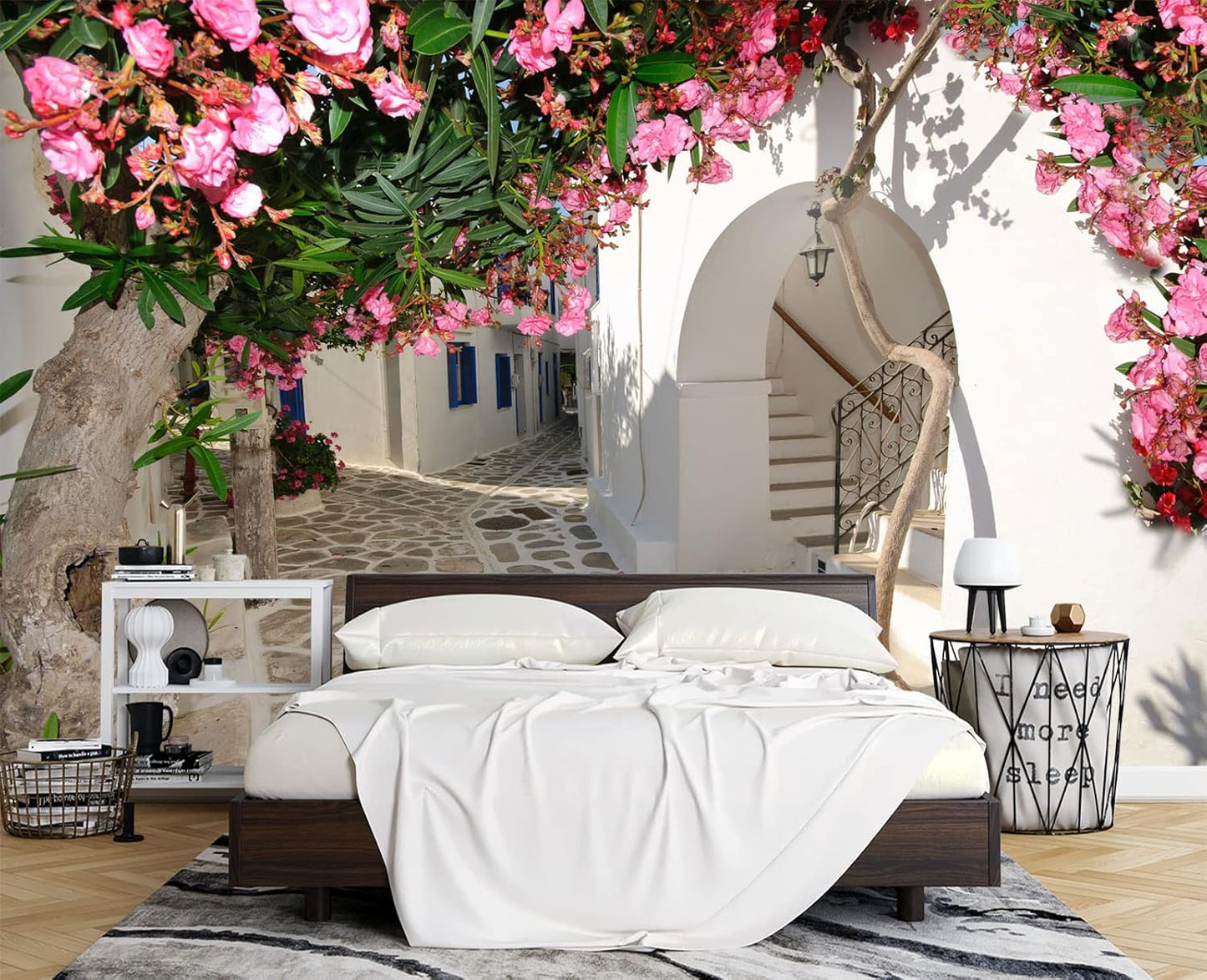 Traditional Backalleys of Amorgos Greece Wall Mural Wallpaper for Bedroom 137" x 100"