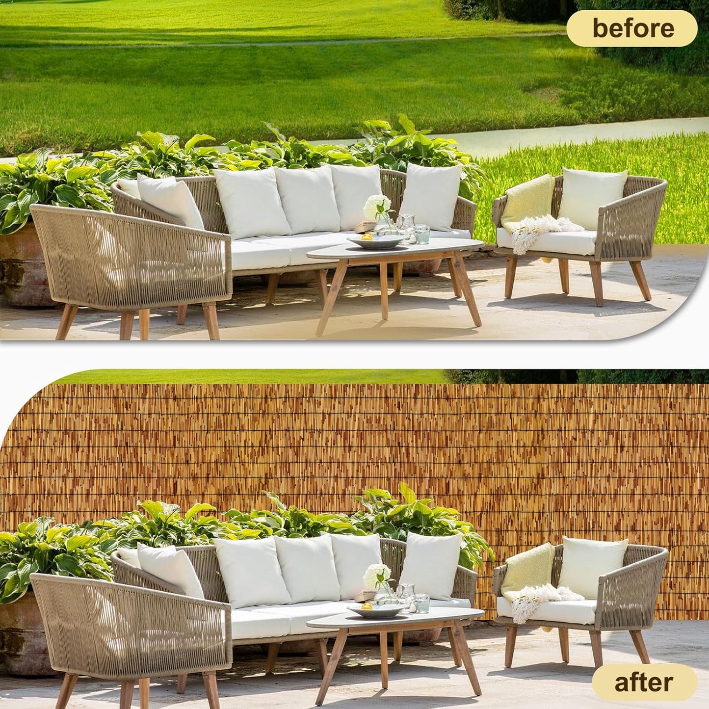 Reed Fencing Rolls,Bamboo Screens Outdoor for Patio,6 Feet High,Suitable for Patio Garden Balcony Terrace and Courtyard Shading 6x10FT