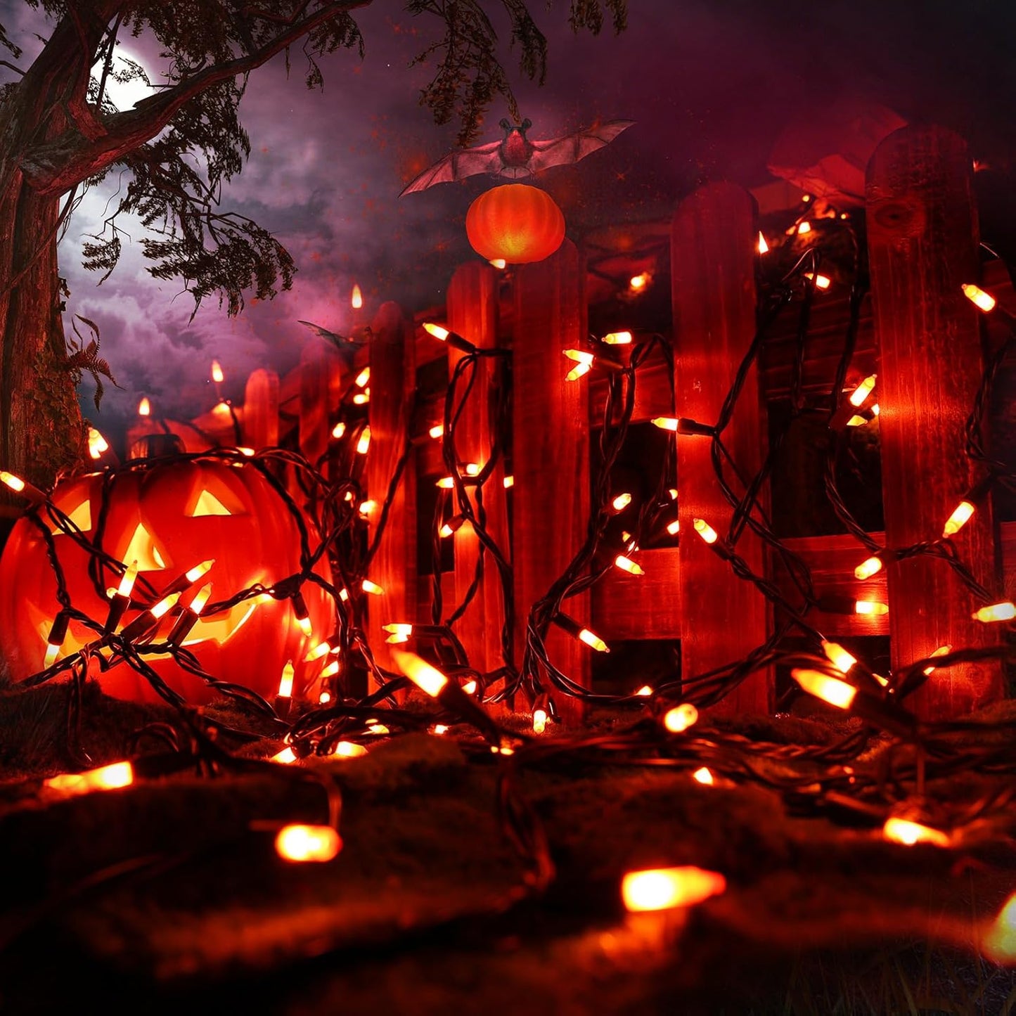 Toodour Orange Halloween Lights, 12.5ft 50 Count Incandescent Halloween String Lights, UL Certified Connectable Mini Bulbs Orange String Light for Home, Garden, Porch, Party, Indoor Decorations