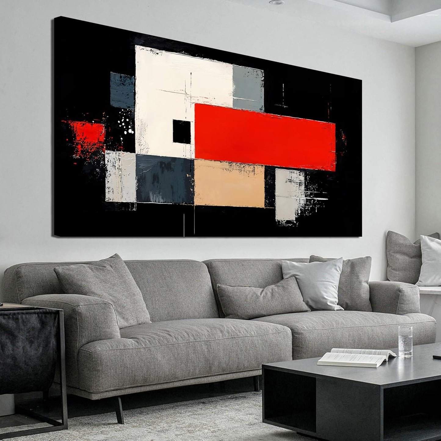 Abstract Wall Art Decor Large Modern Wall Art Decorations Wall Art Pictures for Living Room Abstract Canvas Art Wall Decor Black and White Wall Art Prints Artwork for Walls Bedroom Office Decor 24" X 48"