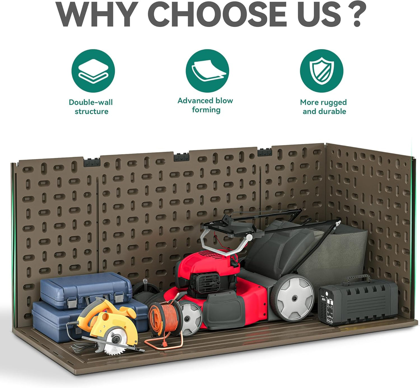 YITAHOME 260 Gallon Double-Wall Deck Box with Divider & Side Handles, Outdoor Large Storage for Patio Furniture Cushions, Garden Pool Accessories, Water Resistant & Lockable