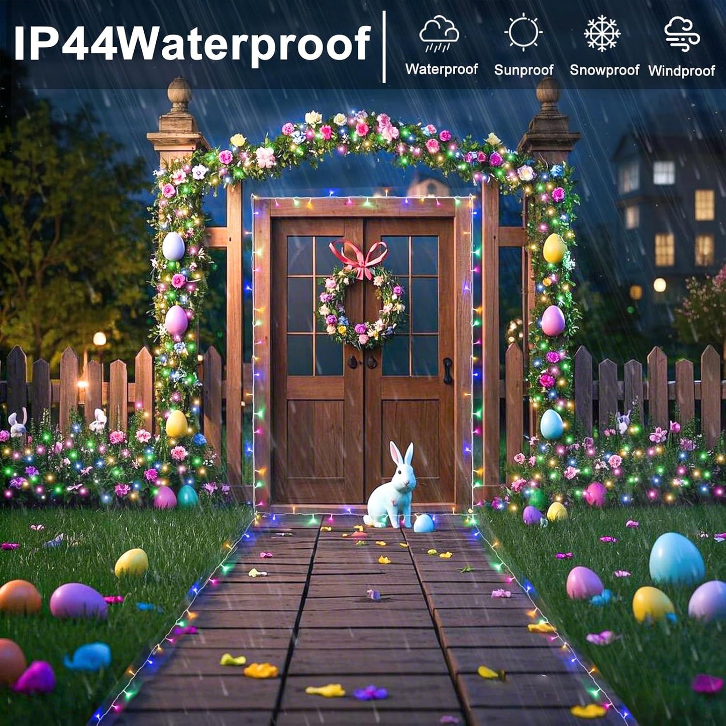 Christmas Lights Outdoor Waterproof 100ft 300 LED String Lights Indoor 8 Modes Clear Wire, Plug in Colorful Twinkle Fairy Light for Bedroom Wedding Party Decorations