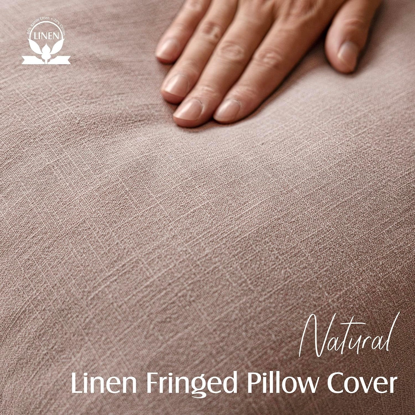 Foindtower Set of 2 Decorative Linen Fringe Throw Pillow Covers Boho Farmhouse Cushion Cover with Tassels Soft Accent Pillowcase for Couch Sofa Bed Living Room Home Decor,16×16 Inch,Dusty Pink