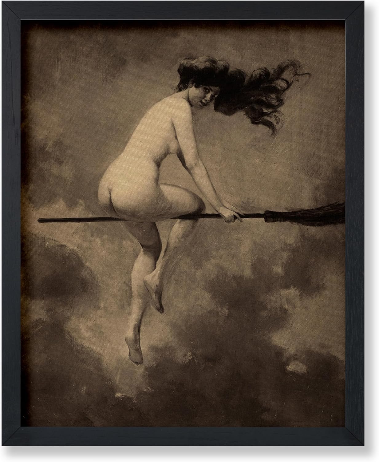 Poster Master Vintage Departure for the Sabbath Poster - Retro Naked Witch Print - Halloween Art - Gift for Men & Women - Gothic Wall Decor for Living Room, Bedroom or Dorm - 16x20 UNFRAMED Wall Art