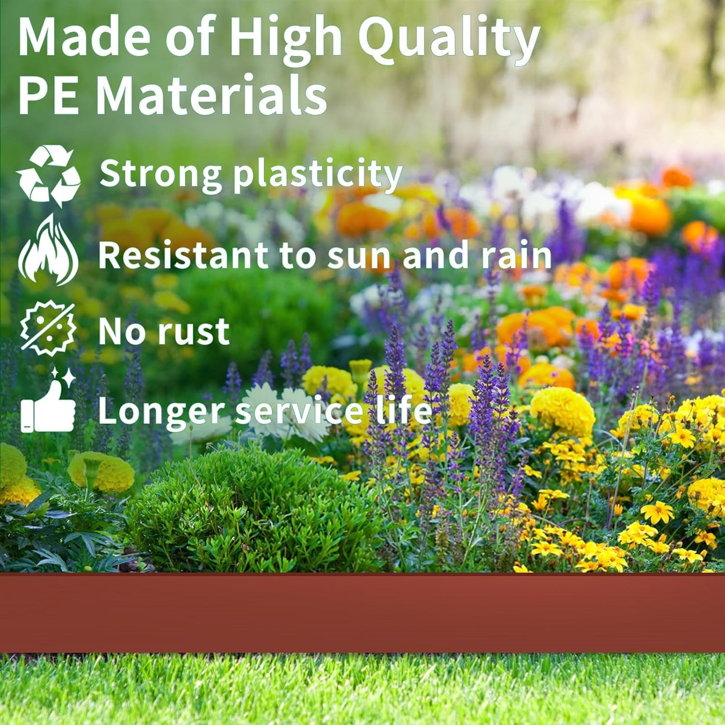 4 in x 25 Ft Garden Landscape Edging, No Dig Garden Edging Border Kit with 46 Pcs Spikes for Flower Bed Lawn Yard Grass Brown