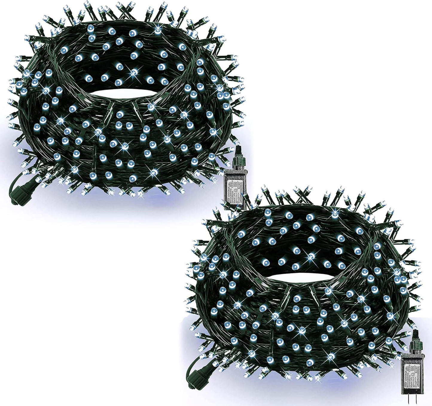 Dazzle Bright Christmas String Lights, 132FT 400 LED Connectable Green Wire 8 Modes String Lights, Waterproof Christmas Lights for Indoor Outdoor Patio Party Wedding Decorations, White