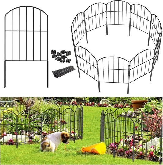 Goovilla Garden Fence, Total 20ft(L) x 24in(H) Garden Fencing Animal Barrier, 19 Pcs Rustproof Metal Fence Panels, Black No Dig Fence, Decorative Garden Fences and Borders for Dogs, Flower Bed, Patio