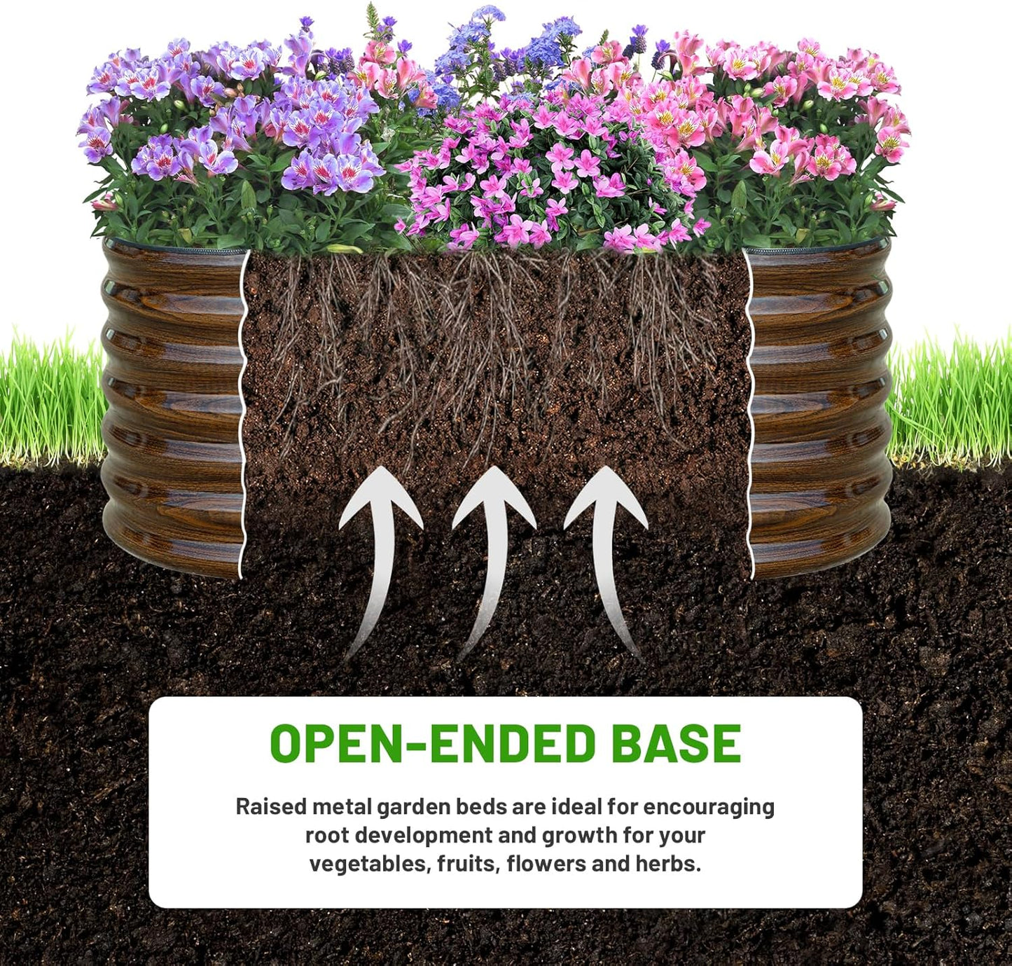 SnugNiture Galvanized Steel Raised Garden Bed, 4x2x2 ft, Outdoor Oval Deep Root Planter Box for Growing Vegetables, Flowers and Fruits