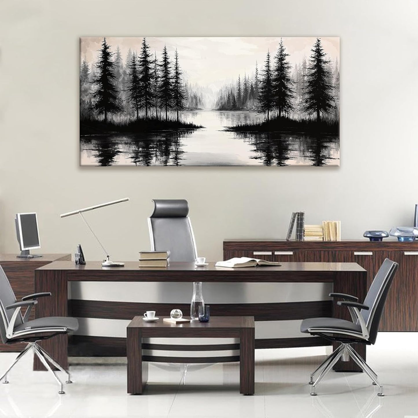 QSQ Large Wall Art For Living Room Canvas Art Wall Decor Modern Minimalist Artwork Forest River Landscape Paintings Pictures For Bedroom Apartment Office Mural Aesthetic Artwork 29 X 58 In