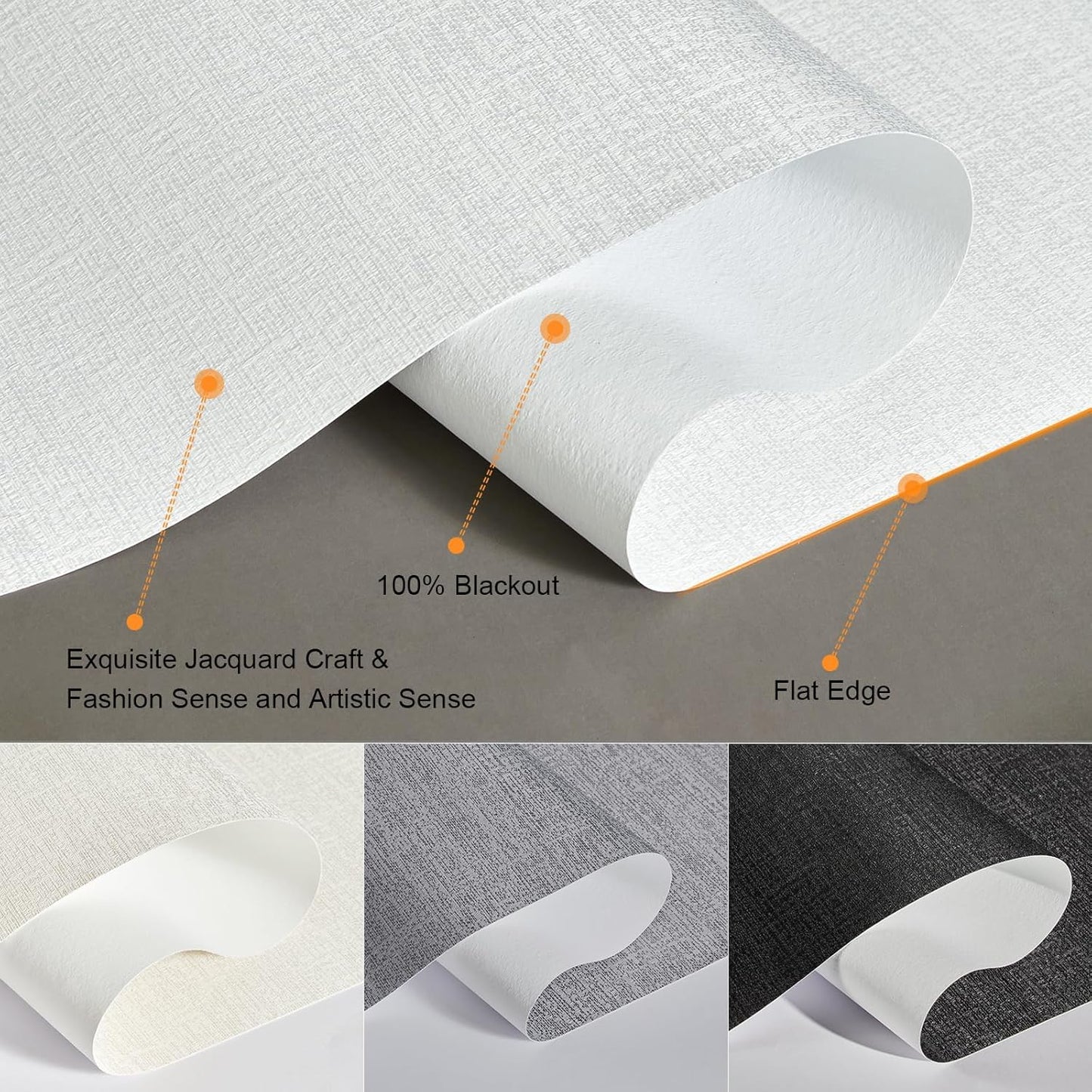 Persilux Blackout Roller Shades & Blinds Windows Shades Free-Stop Blackout Blinds with Jacquard Fabric,Cordless Blinds Pull Down Shades for Home, Easy to Install for Door/Office, White(81" W x 96" H)