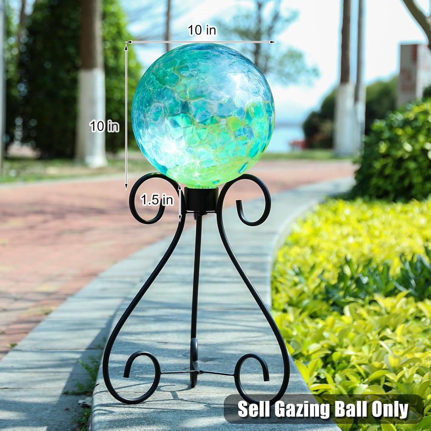 VCUTEKA Gazing Ball, Glass Gazing Balls Sphere for Garden Lawn Outdoor Ornament Yard Decorative, Blue Swirl, 10"