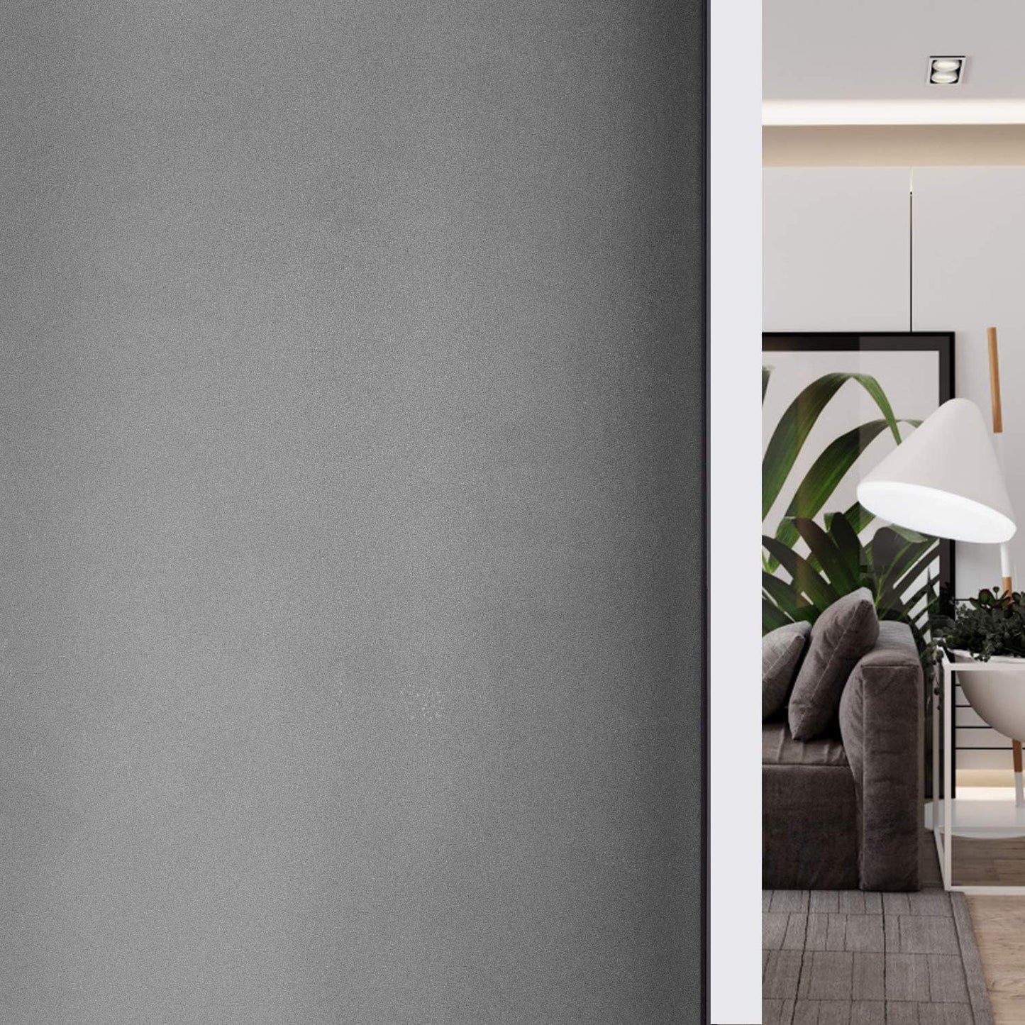 HIDBEA Frosted Window Privacy Film - Non Adhesive Static Cling Glass Stickers Sun UV Blocking Heat Control Door Covering Decals for Home Office, Frosted Gray, 35.4 x 98.4 Inch