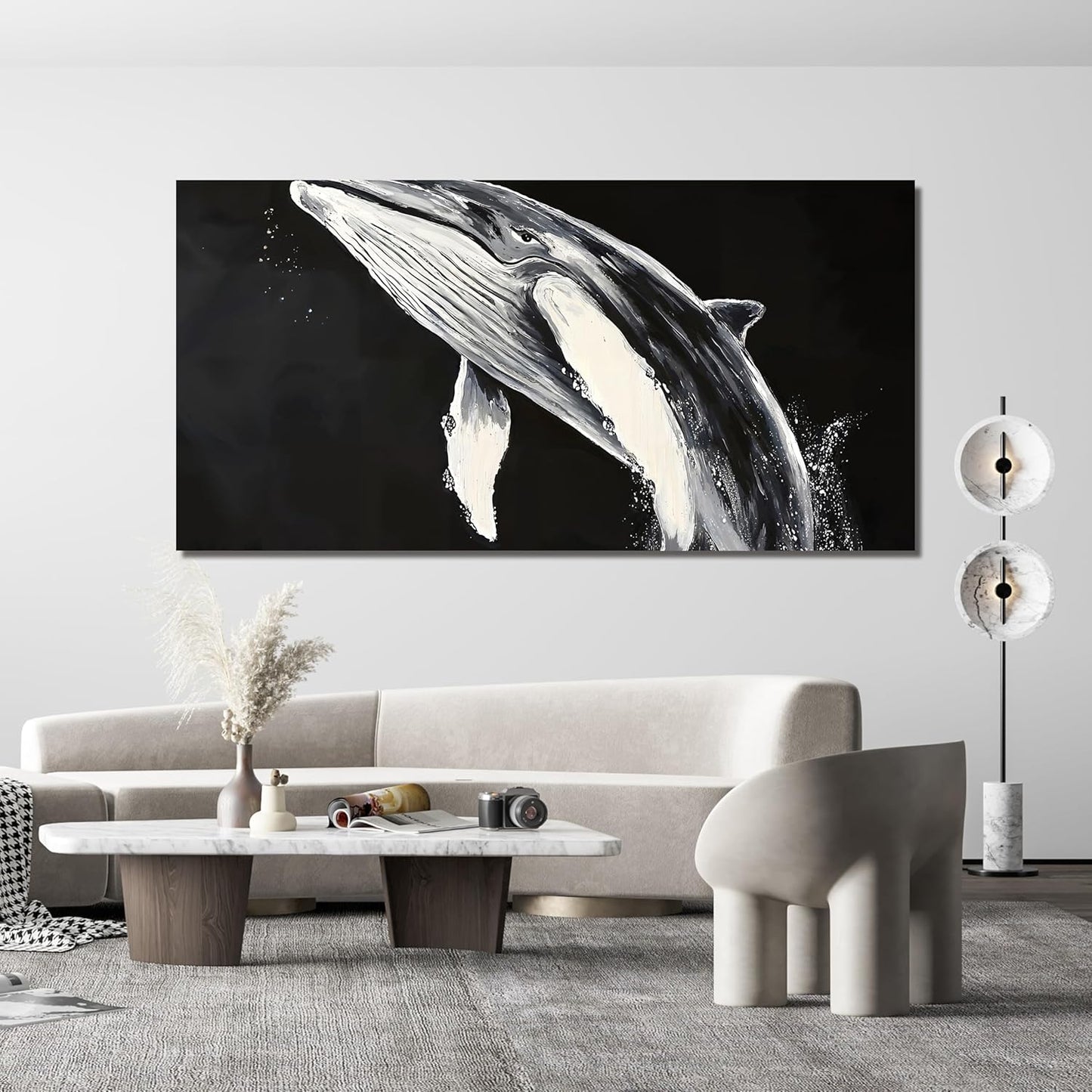 AIXMGSJS Canvas Wall Art Decor Large Black and White Wall Art Prints Minimalist Wall Art for Living Room Large Modern Canvas Art Wall Decor Whales Artwork for Walls Home Office Decor 29" X 58"