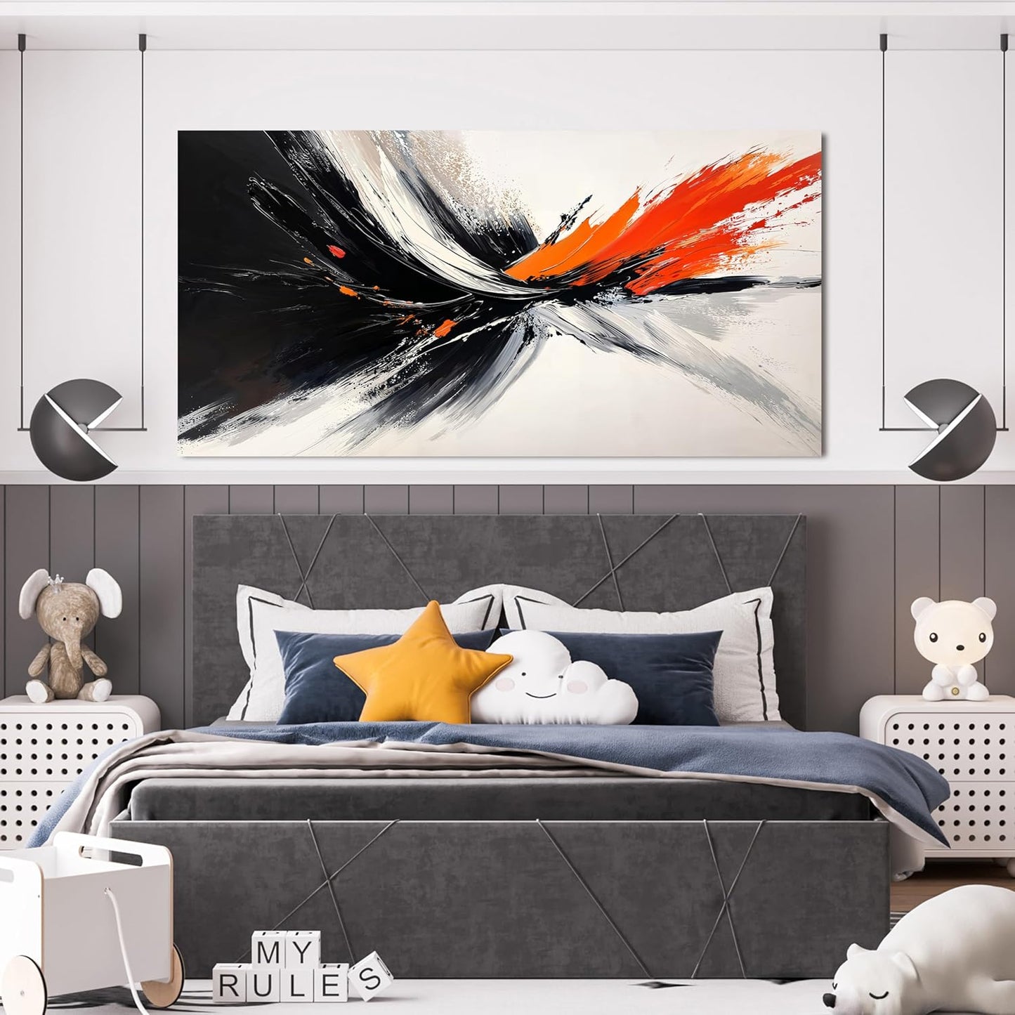 Canvas Abstract Wall Art Decor Black and White Wall Art Decorations Large Modern Wall Art Prints Abstract Canvas Art Wall Decor Wall Art Pictures for Living Room Artwork for Walls Home Room Decor 24"X48"