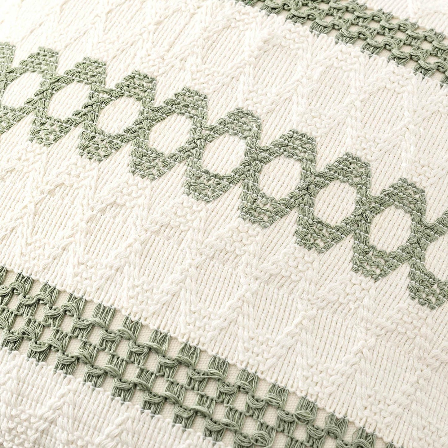 MIULEE Set of 2 Sage Green Boho Decorative Lumbar Pillow Covers 12x24 Inch Farmhouse Rustic Couch Throw Pillows Modern Summer Cushion Covers Retro Cute Macrame Woven Home Decor for Bed Sofa Chair