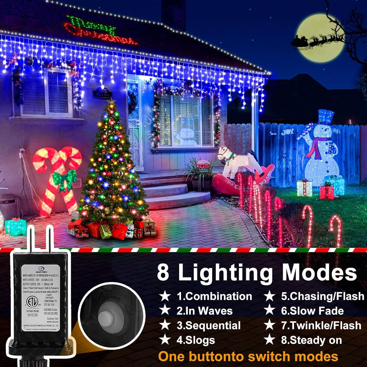 Heceltt Christmas Lights Outdoor, 164FT 1600 LED Ice Lights for Outside, 320 Drops Ice String Lights with 8 Modes, Waterproof Timer & Memory for Yard, Garden, Eaves, Patio, Party (Blue)
