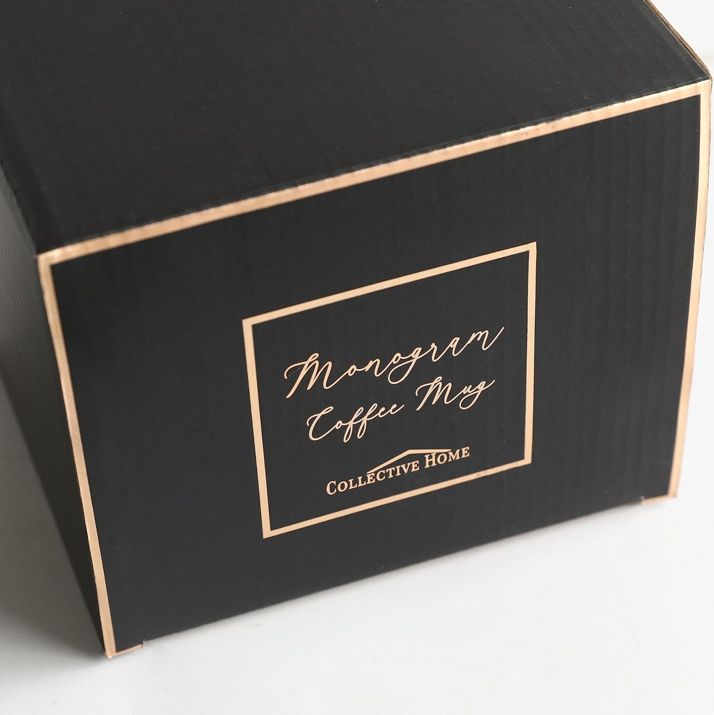 COLLECTIVE HOME - Monogram Ceramic Mugs, 15 oz Golden Initial Coffee Cups, Elegant Alphabet Tea Mugs, Elegant Personalized Mug with Gift Box, Luxurious Cups for Office and Home (v)