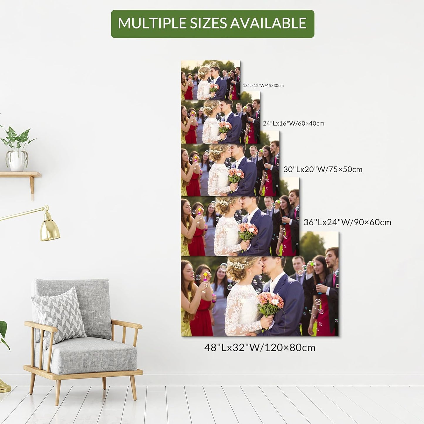 Wewejia Custom Canvas Prints with Your Photos 36x24inch, Upload Your Wedding Picture/Photo - Custom Personalized Canvas Photo Gifts Couples Family Baby Pets Home Decor Easy to hang
