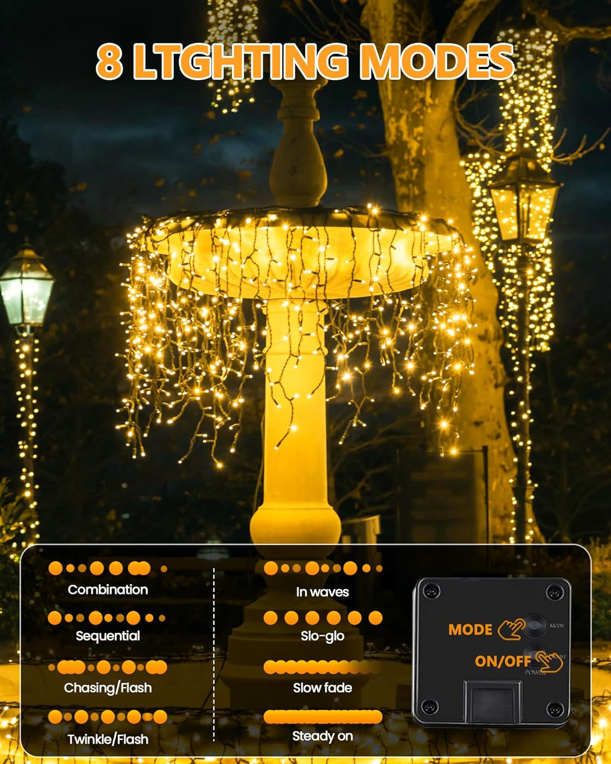 2 Pack Super Long Solar Christmas Lights Outdoor Waterproof, 400 LED 144FT Solar String Lights with Green Wire 8 Lighting Modes, Mini Led Twinkle Light for Xmas Tree Fence Yard Party Decor, Warm White